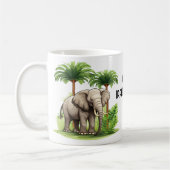 ジャングルに象遊の言葉おもしろい誕生日 コーヒーマグカップ (左)