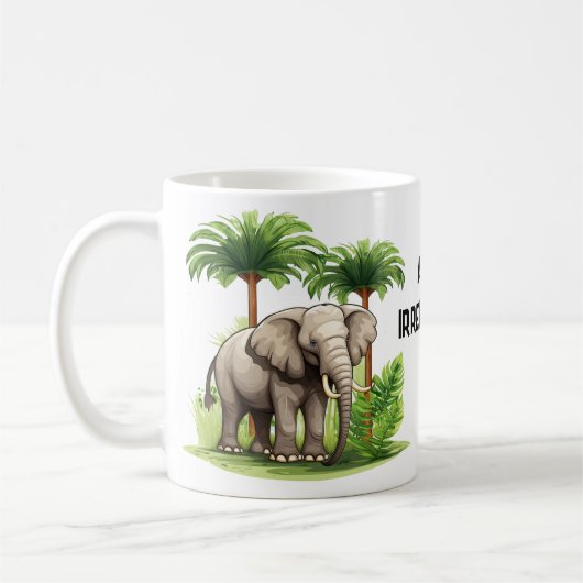 ジャングルに象遊の言葉おもしろい誕生日 コーヒーマグカップ (左)