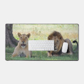 ジャングルに野生のライオン デスクマット (キーボード&マウス)