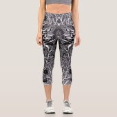 ジャングルに黒いヒョウ – 鉛筆スケッチ カプリレギンス (正面)