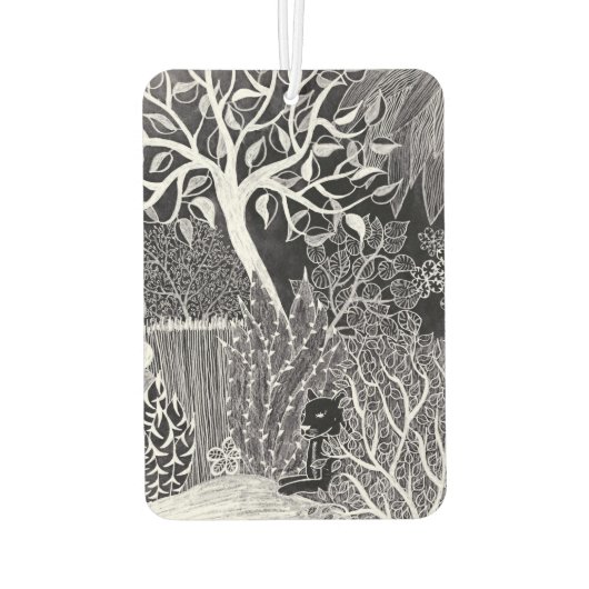 ジャングルに黒いヒョウ – 鉛筆スケッチ カーエアーフレッシュナー (裏面)