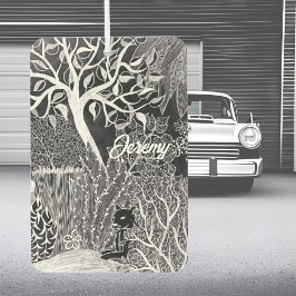 ジャングルに黒いヒョウ – 鉛筆スケッチ カーエアーフレッシュナー