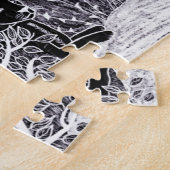 ジャングルに黒いヒョウ – 鉛筆スケッチ ジグソーパズル (側面)