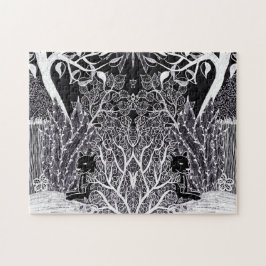 ジャングルに黒いヒョウ – 鉛筆スケッチ ジグソーパズル