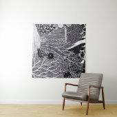 ジャングルに黒いヒョウ – 鉛筆スケッチ タペストリー (インサイチュ(横))