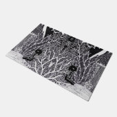 ジャングルに黒いヒョウ – 鉛筆スケッチ ドアマット (アングル)