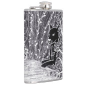 ジャングルに黒いヒョウ – 鉛筆スケッチ フラスク (右)