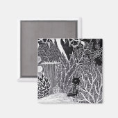 ジャングルに黒いヒョウ – 鉛筆スケッチ マグネット (正面/裏面)