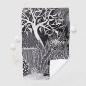 ジャングルに黒ヒョウ、手描き、カスタム ゴルフタオル (インサイチュ)