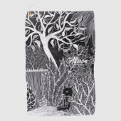 ジャングルに黒ヒョウ、手描き、カスタム ゴルフタオル (正面)