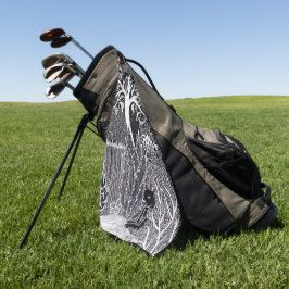 ジャングルに黒ヒョウ、手描き、カスタム ゴルフタオル