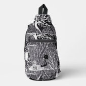 ジャングルに黒ヒョウ、手描き、カスタム スリングバッグ (正面)