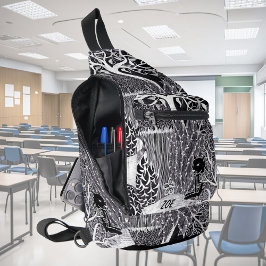 ジャングルに黒ヒョウ、手描き、カスタム スリングバッグ