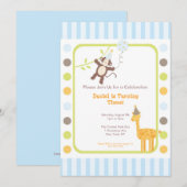 ジャングルのおもしろいの誕生日のパーティの招待状 招待状 (正面/裏面)