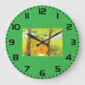 ジャングルのかわいい怒ったトラの漫画 ラージ壁時計 (正面)