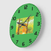 ジャングルのかわいい怒った虎の漫画 ラージ壁時計 (傾斜)