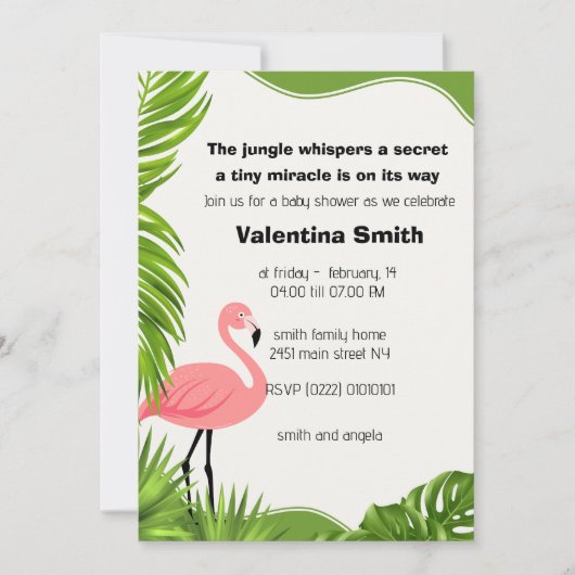 ジャングルのささやきがベビーシャーを誘う 招待状 (正面)