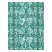 ジャングルのイカットのハワイの緑の種族の熱帯 テーブルクロス (正面)