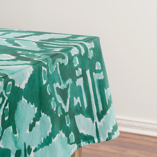 ジャングルのイカットのハワイの緑の種族の熱帯 テーブルクロス (インサイチュ)