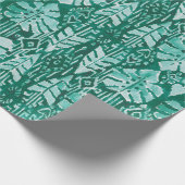 ジャングルのイカットのハワイの緑の種族の熱帯 ラッピングペーパー (角)