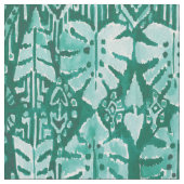 ジャングルのイカットハワイの熱帯種族のMonstera ファブリック (クローズアップ)