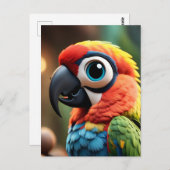 ジャングルのオウムのアニメ、ポストクロッシング葉書 ポストカード (正面/裏面)