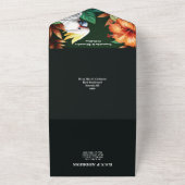 ジャングルのオウム・オウム・ハイビスカス・モンステラの葉 オールインワン招待状 (外側)