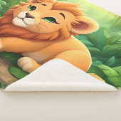 ジャングルのオレンジライオンの子 シェルパブランケット (3/4)