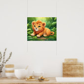 ジャングルのオレンジライオンの子 ポスター (キッチン)
