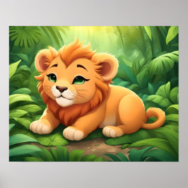 ジャングルのオレンジライオンの子 ポスター