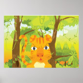 ジャングルのキュートで怒った虎の漫画 ポスター (正面)