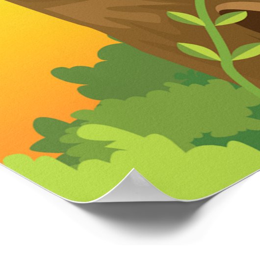 ジャングルのキュートで怒った虎の漫画 ポスター (角)