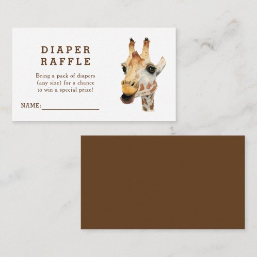 ジャングルのキリンのベビーシャワーのおむつのラッフルカード エンクロージャーカード (正面/裏面)