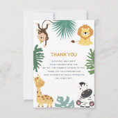 ジャングルのサファリのベビーシャワーサンキューカード サンキューカード (正面)