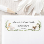 ジャングルのサファリ動物がベビーシャワーで中立運転 ラベル (インサイチュ)