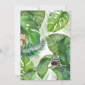 ジャングルのサファリ動物の男の子のベビーシャワー 招待状 (裏面)