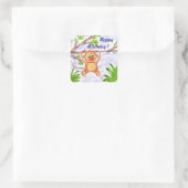 ジャングルのサルの誕生日シール スクエアシール (バッグ)