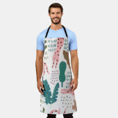 ジャングルのシームレスなパターン エプロン (着用した状態)