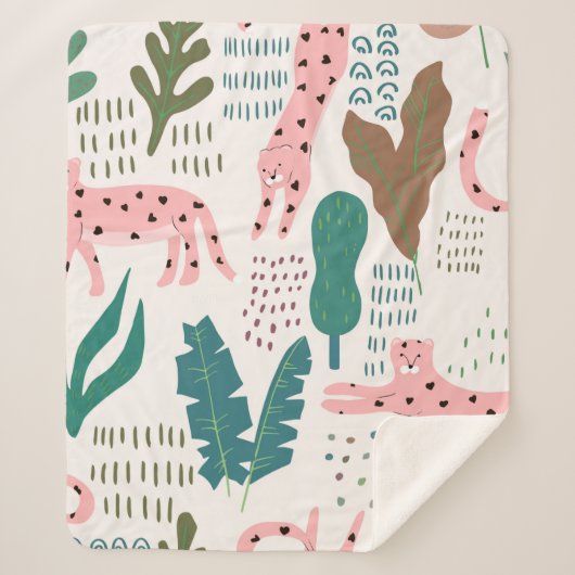 ジャングルのシームレスなパターン シェルパブランケット (正面)