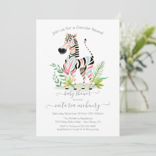 ジャングルのジェンダーが赤ちゃんのシャワーを明らかにする 招待状 (スタンド正面)