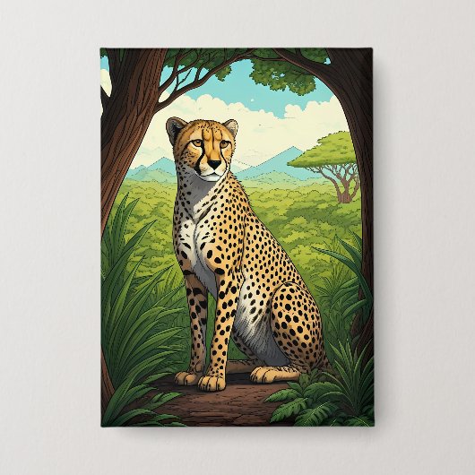 ジャングルのチーター 缶バッジ (正面)