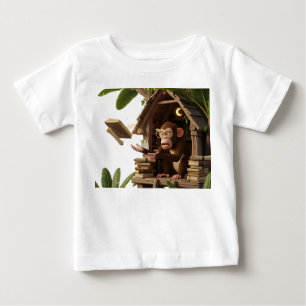 ジャングルのツリーハウスにいる気まぐれなサル学者Lib ベビーTシャツ