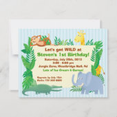 ジャングルのテーマの誕生日の招待状カード 招待状 (正面)