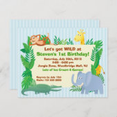 ジャングルのテーマの誕生日の招待状カード 招待状 (正面/裏面)