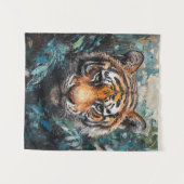 ジャングルのトラの肖像画 タペストリー (正面(横))