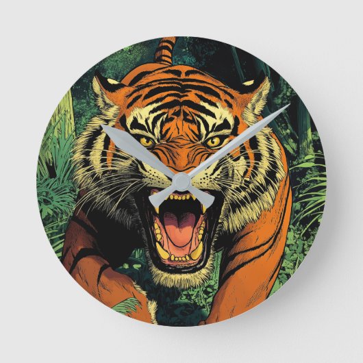 ジャングルのトラ ラウンド壁時計 (正面)