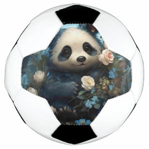 ジャングルのバラに囲まれた穏やかなパンダ サッカーボール