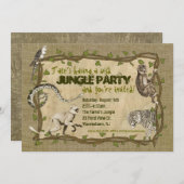 ジャングルのパーティの招待状 招待状 (正面/裏面)