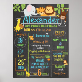 ジャングルのパーティーの最初の誕生日の署名ポスター3 ポスター