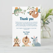 ジャングルのパーティー動物，ありがとうパーティー招待状 サンキューカード (スタンド正面)